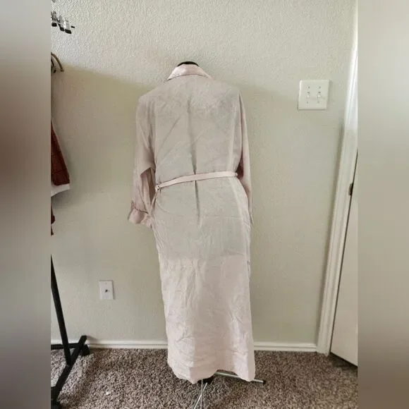 Gold Label Victoria's Secret Vintage 90s Pastel Pink Satin Paisley Long Robe S - Picture 9 of 11